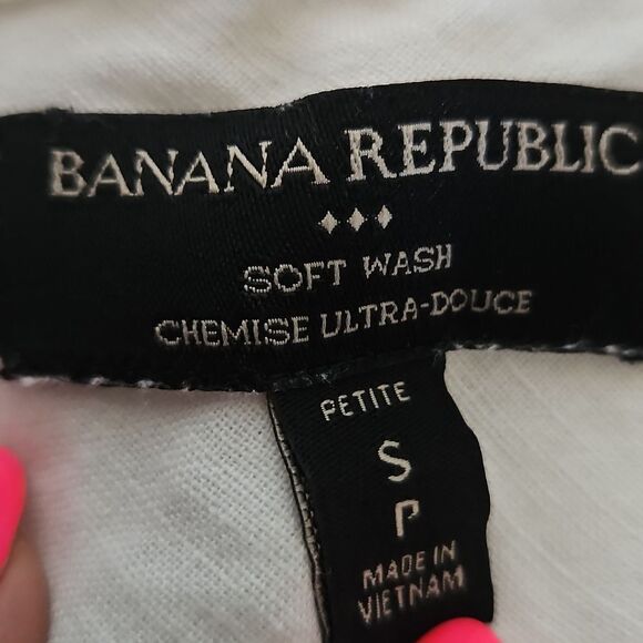 Banana Republic Women's Button-Down Long Sleeves Shirt White Small Petite - Picture 10 of 16
